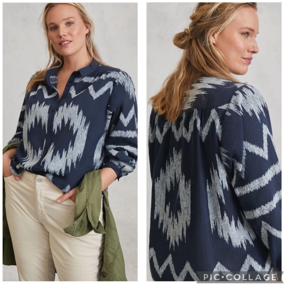 Anthropologie Pilcro The Romy Relaxed Shirt Blue 3X